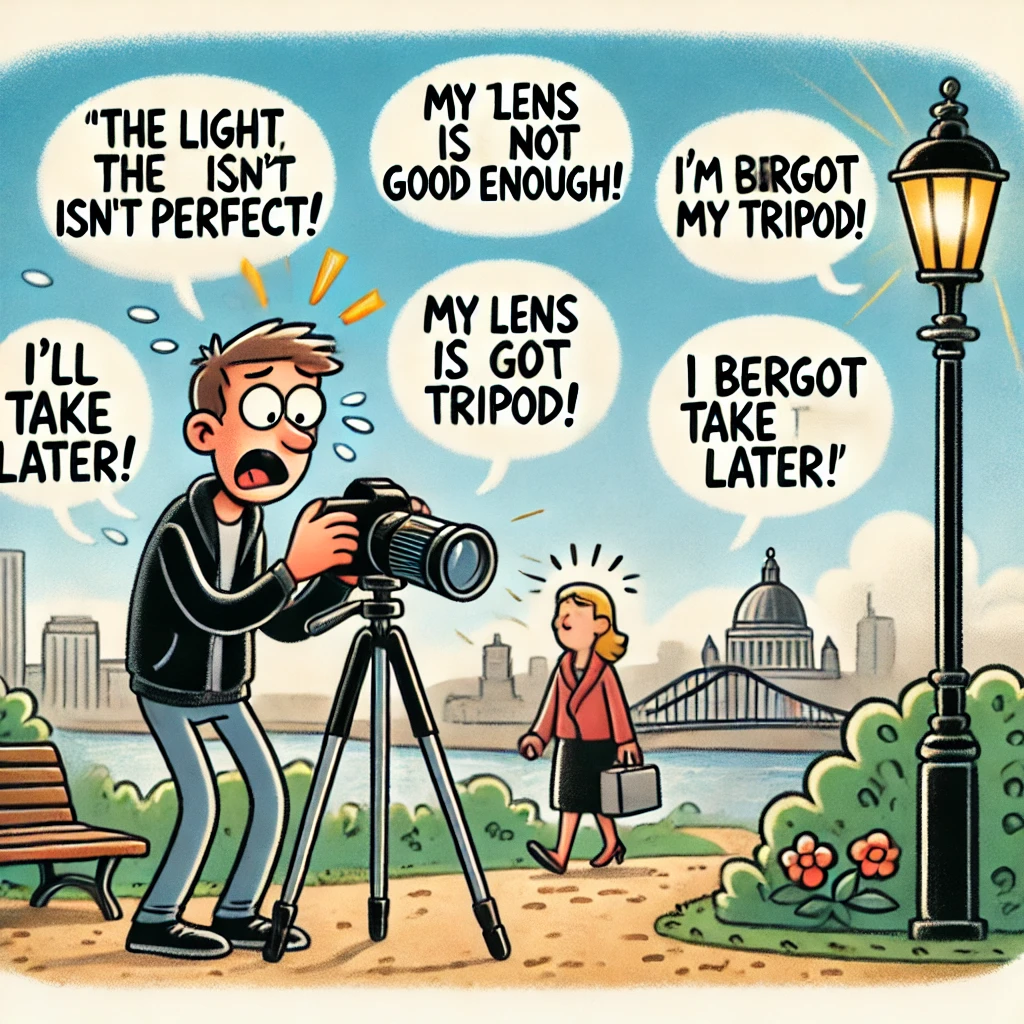 Les Pires Excuses des Photographes pour Ne Pas Prendre une Photo 1 excuses en photographie - illustration